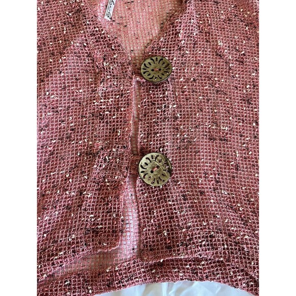 Lulu B Cardigan Top M Mesh Button Cover Up Sheer Asymmetrical Lagenlook Artsy - Picture 5 of 9